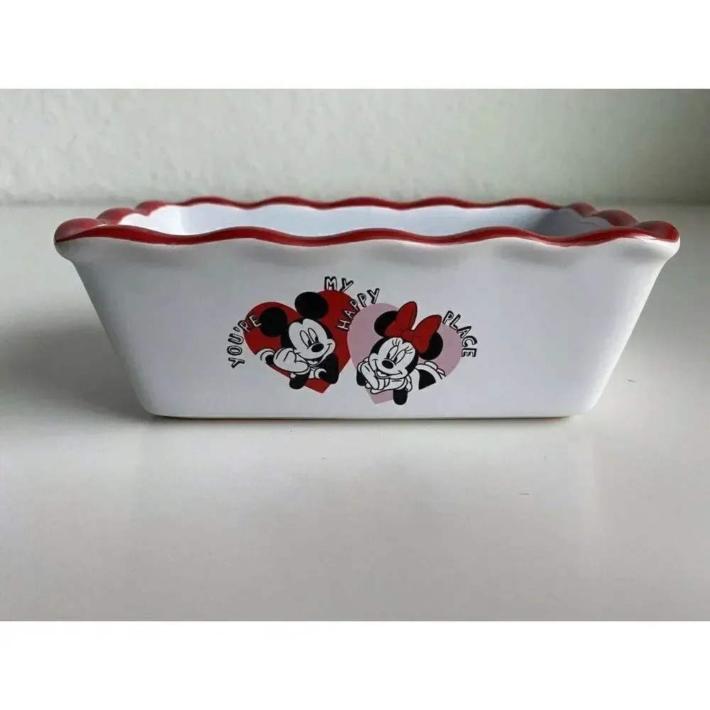 Disney‎ Mickey Minnie Valentine’s Mini Loaf Bread Baking Pan Dish Ceramic…